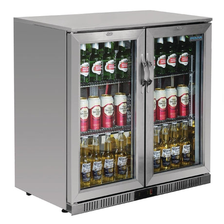 Polar G-Series Counter Back Bar Cooler with Hinged Doors Stainless Steel 208Ltr GL008-A