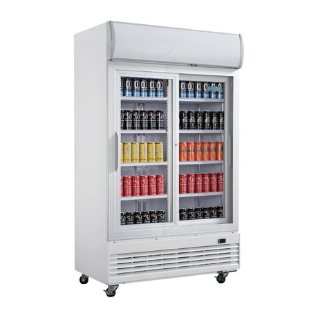 Polar G-Series Sliding Door Upright Display Cooler with Light Box 950Ltr