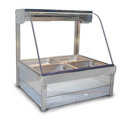 Roband Curved Glass Hot Food Display Bar, 4 pans double row C22
