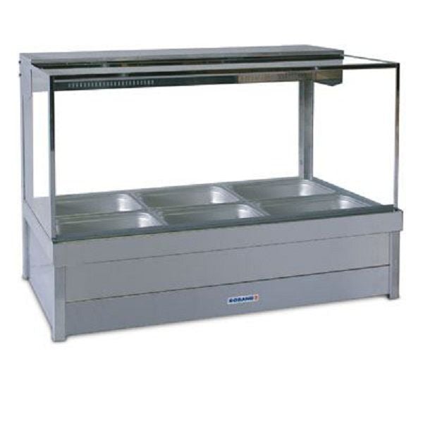 Roband Square Glass Hot Food Display Bar, 6 pans double row - S23