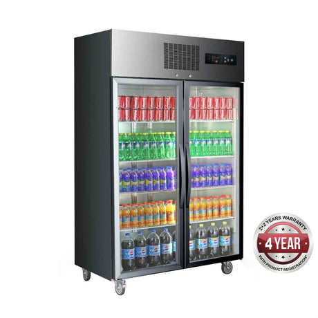 SUCG1000B Double Door Upright Display Fridge (Black)