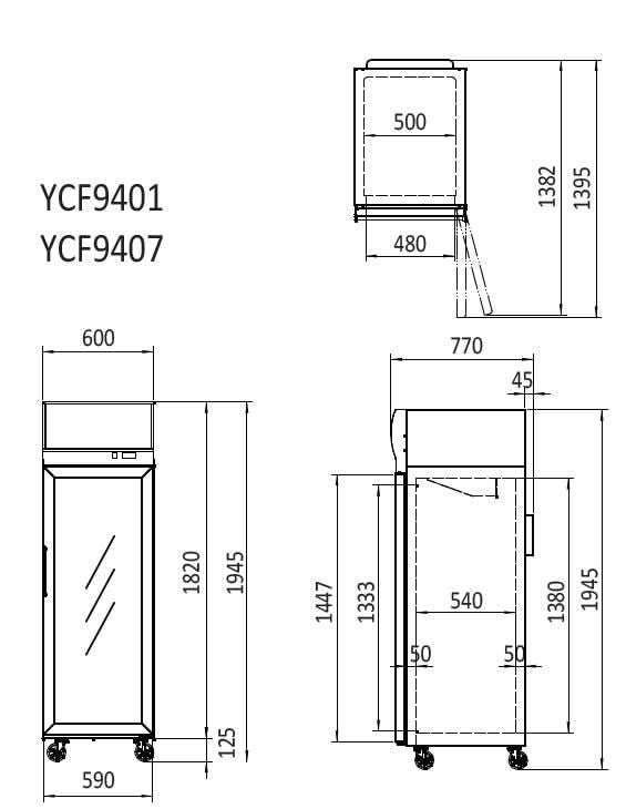 Top Mounted Single Door Glass Fridge