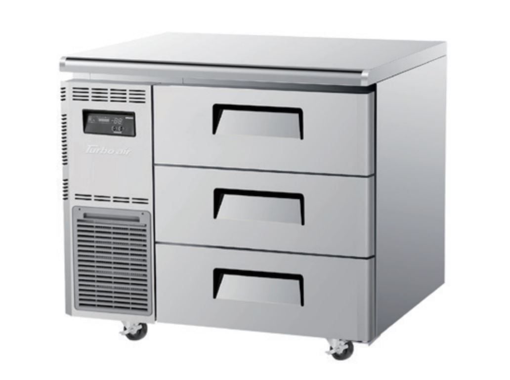 Turbo Air KUF9-3D-3 Drawer Under Counter Side Prep Table Freezer