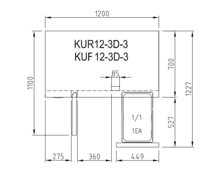 Turbo Air KUR12-3D-3 Drawer Under Counter Side Prep Table Fridge