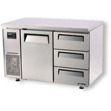 Turbo Air KUR12-3D-3 Drawer Under Counter Side Prep Table Fridge