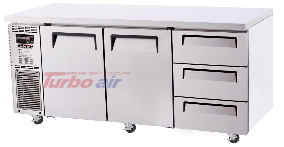 Turbo Air KUR18-3D-3 Drawer Under Counter Side Prep Table Fridge