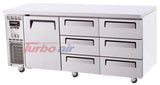 Turbo Air KUR18-3D-6 Drawer Under Counter Side Prep Table Fridge