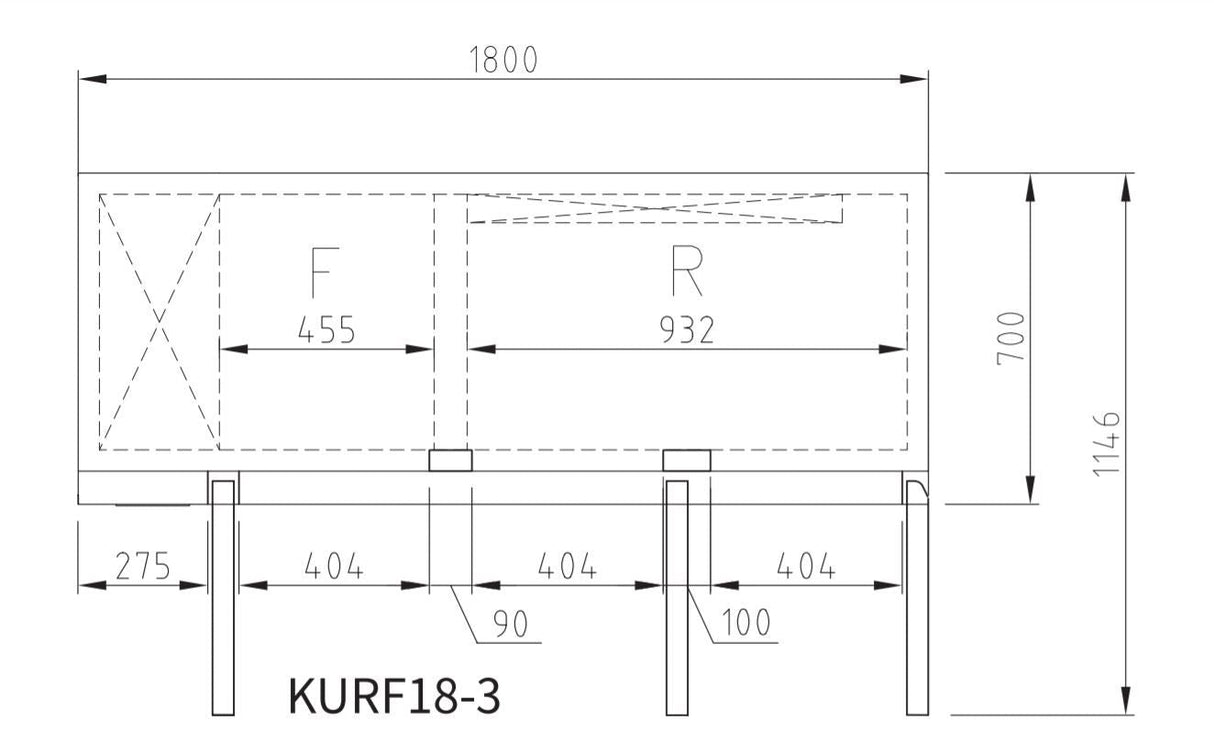 Turbo Air KURF18-3 TWO door fridges & ONE door freezer Undercounter Dual Temp