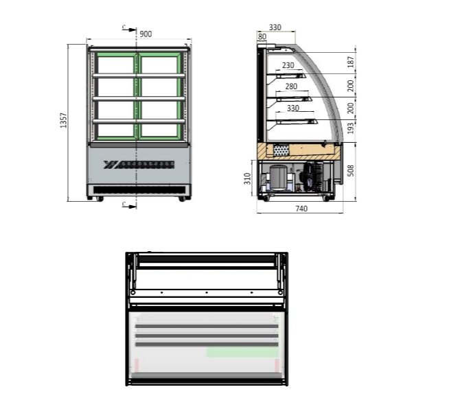 Upright Round Cake Showcase 900 Mm Fridge