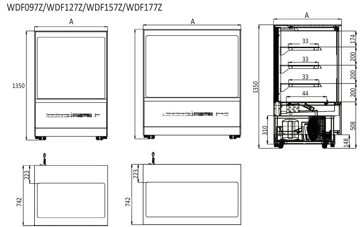 Upright Square Cake Showcase 1200 Mm Fridge