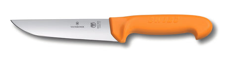 Victorinox Swibo Butcher’s Back Blade Straight Knife, 18 cm Blade Length, Yellow 5.8421.18