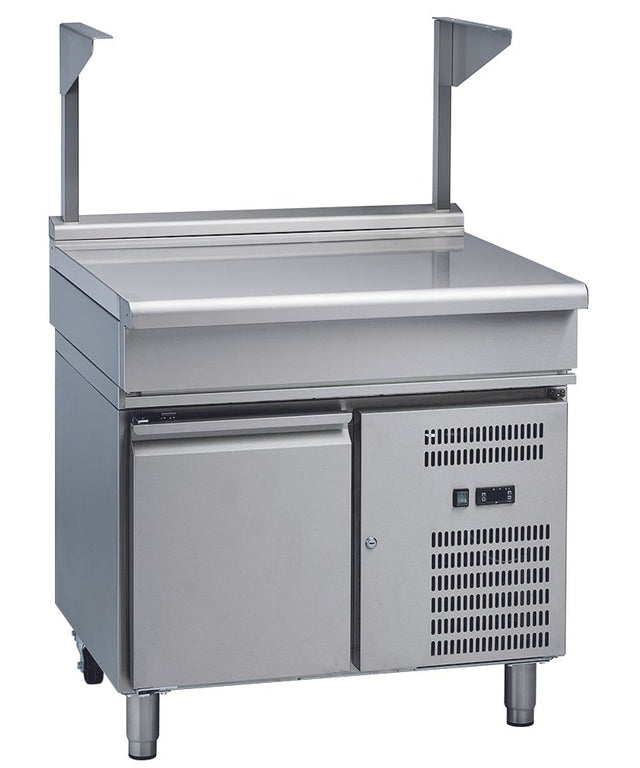 Waldorf 800 Series BTL8900S-RB - 900mm Bench Top With Salamander Support Low Back Version – Refrigerated Base