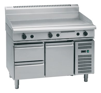 Waldorf 800 Series GPL8120G-RB - 1200mm Gas Griddle Low Back Version – Refrigerated Base