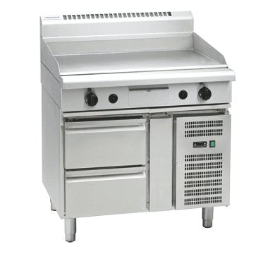 Waldorf 800 Series GPL8900G-RB - 900mm Gas Griddle Low Back Version – Refrigerated Base