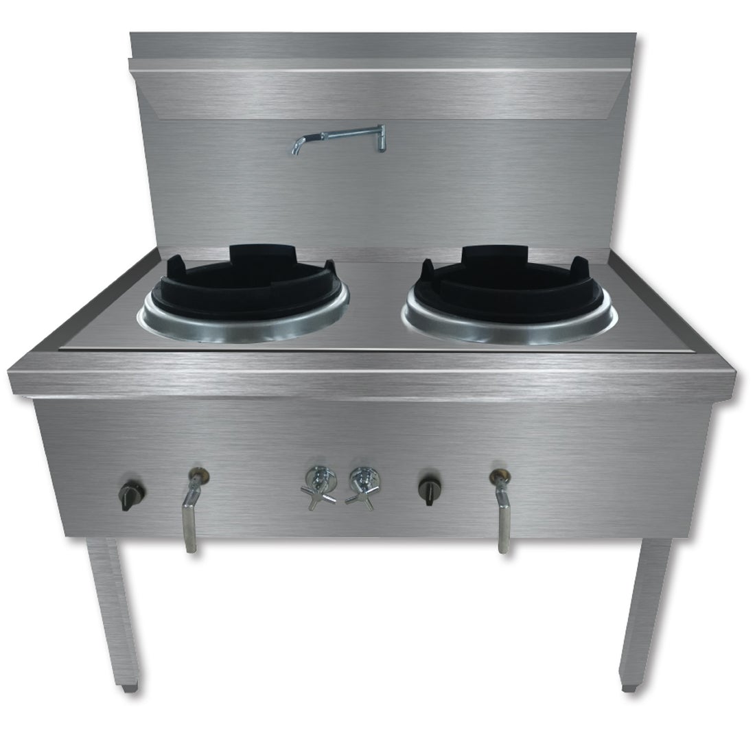 WW-2LC Stainless Steel Waterless LPG Double Wok Chimney Burner